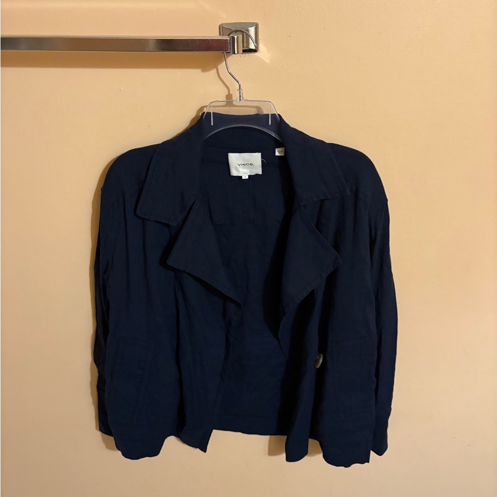 Vince navy linen blend blazer